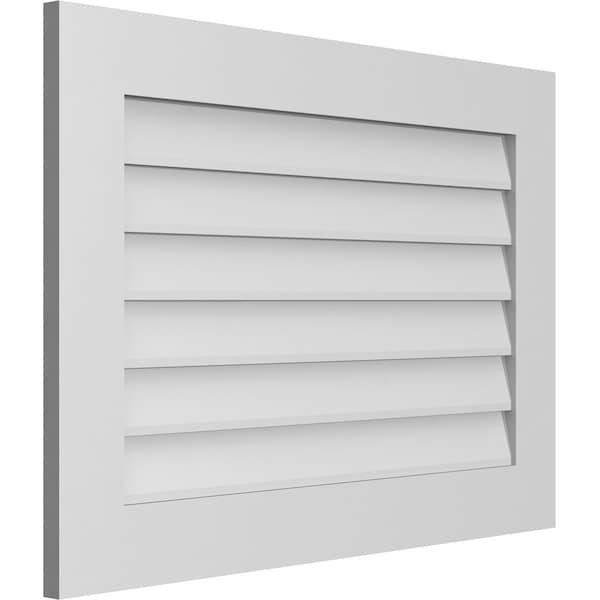 Vertical Surface Mount PVC Gable Vent: Non-Functional, W/3-1/2W X 1H, Standard Frame, 34W X 24H